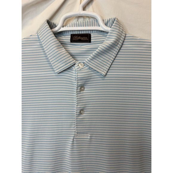 Bullington XL White Blue Striped Shortsleeve Wicking Polo Shirt St Simons Island - Picture 1 of 4